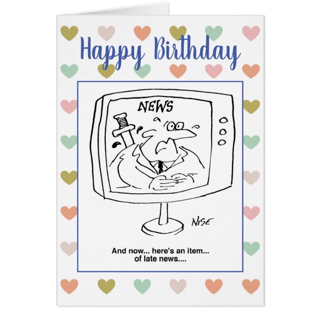 Joyeux Anniversaire TV Newsreader plaisanter (Devant)