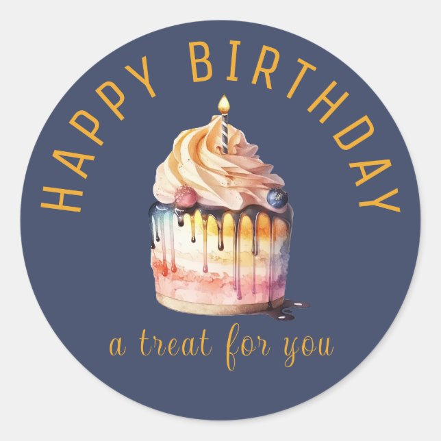 Joyeux Anniversaire - Un Treat Pour Stickers Ronds (Devant)