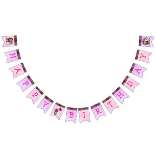 Joyeux anniversaire Unicorn et bannière fées