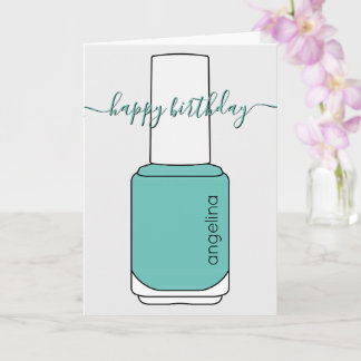 Joyeux Anniversaire vernis art turquoise carte