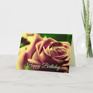 Joyeux Anniversaire Vintage Rose Carte Flower