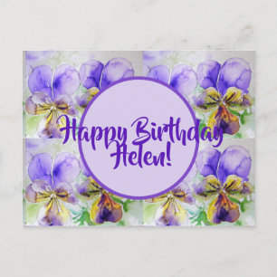 Joyeux anniversaire Viola floral dames Nom Carte p