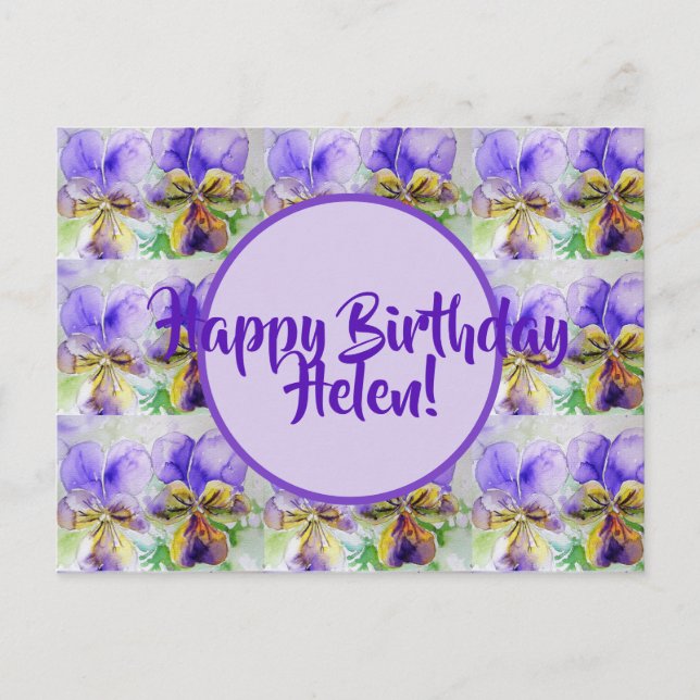 Joyeux anniversaire Viola floral dames Nom Carte p (Devant)