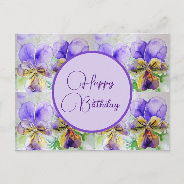 Joyeux Anniversaire Viola floral Mesdames Carte Po (Devant)