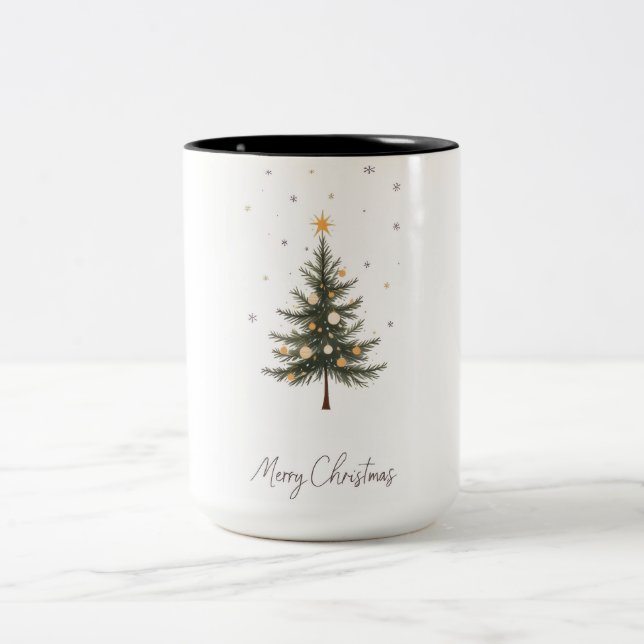 "Joyeux Arbre de Noël Mug à deux tons (Centre)