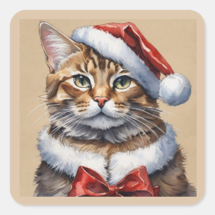 Joyeux autocollant de chat de Noël