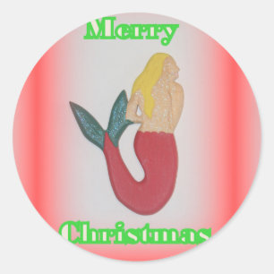 Joyeux autocollant de sirène blonde de Noël
