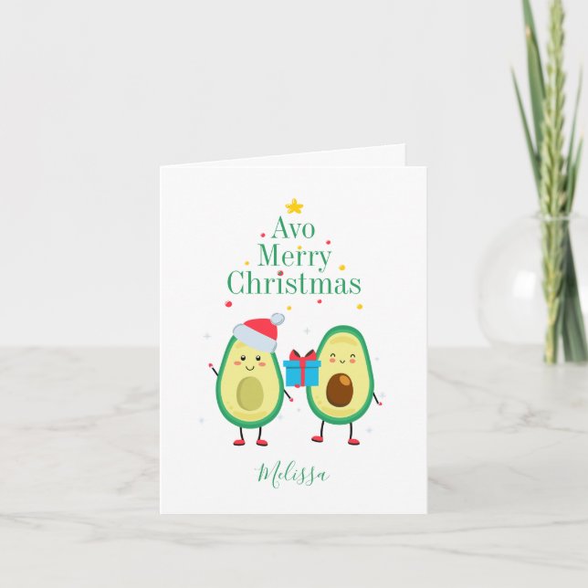 Joyeux Avocado de Noël Illustration personnalisée (Devant)