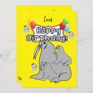 Joyeux Ballons de phoque Invitation Anniversaire