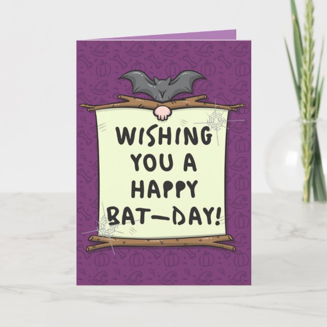 Joyeux Bat-Day Halloween Carte Anniversaire (Devant)