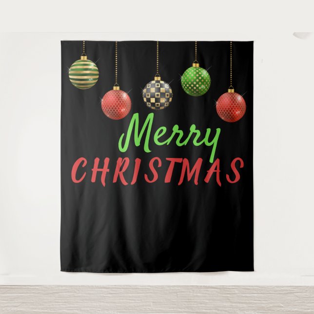 Joyeux Baubles de Noël fond Tapisserie (Devant)