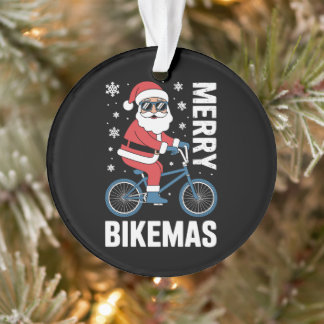 Joyeux Bikemas Santa à Vélo Flocons Noël
