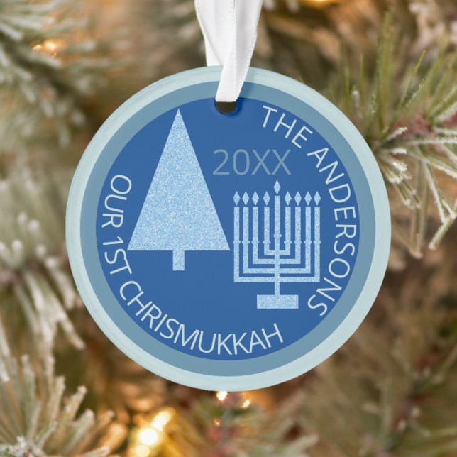 Joyeux bleu interconfessionnel Chrismukkah Photo K (Arbre)