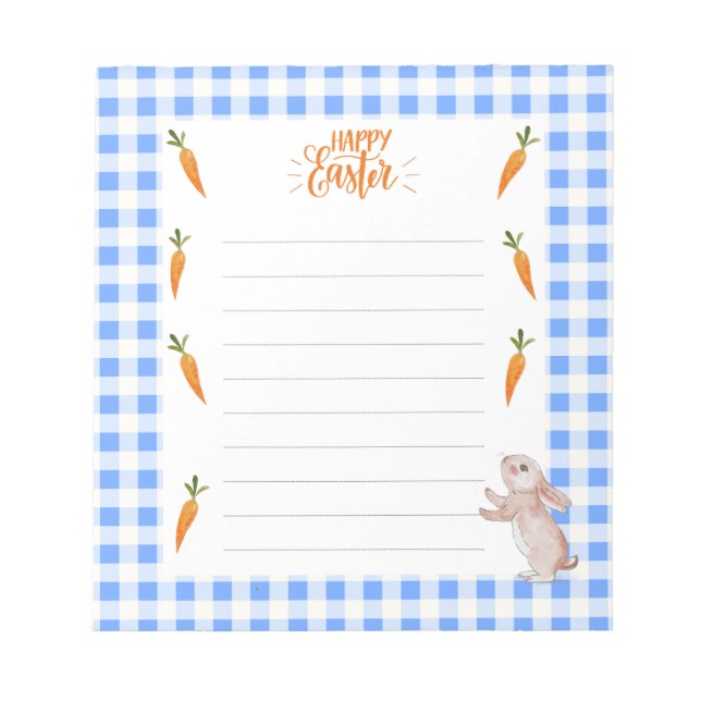 Joyeux bloc-notes de Pâques avec lapin et carottes (Devant)
