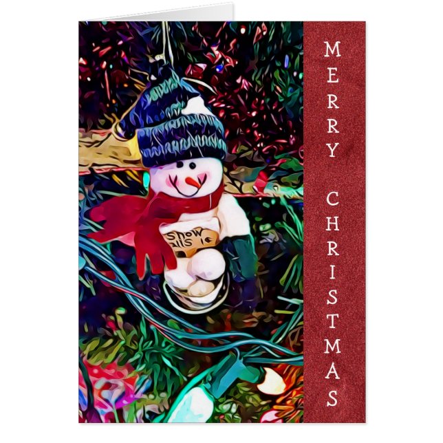 Joyeux bonhomme de neige de Noël avec carte de bou (Devant)