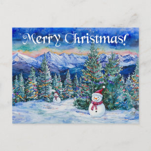 Joyeux bonhomme de neige de Noël - Carte postale