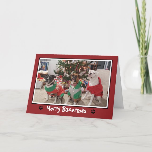 Joyeux Boxermas Boxer Chien de Noël Carte de Noël (Devant)