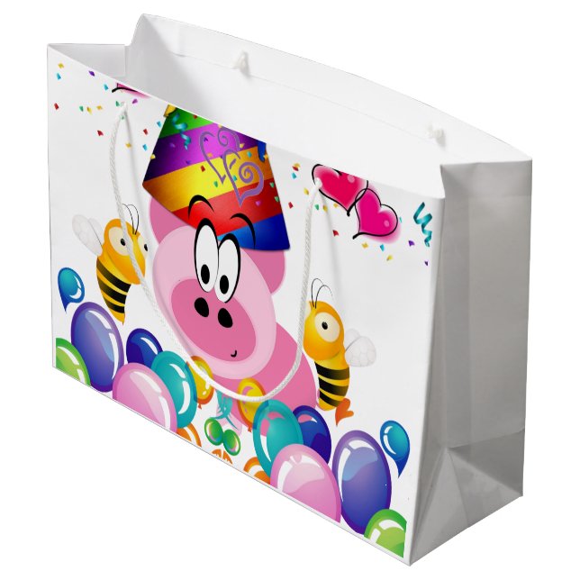 Joyeux cadeau d'anniversaire Sac de cochon rose Bu (Dos Angle)