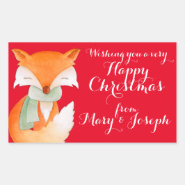 Joyeux cadeau d'art renard de Noël étiquettes