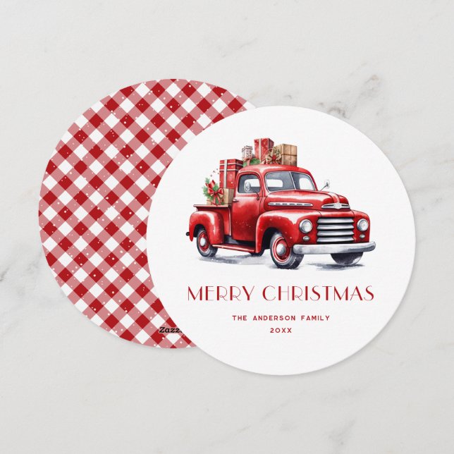Joyeux cadeau de camion rouge à neige Plaid Carte  (Devant / Derrière)