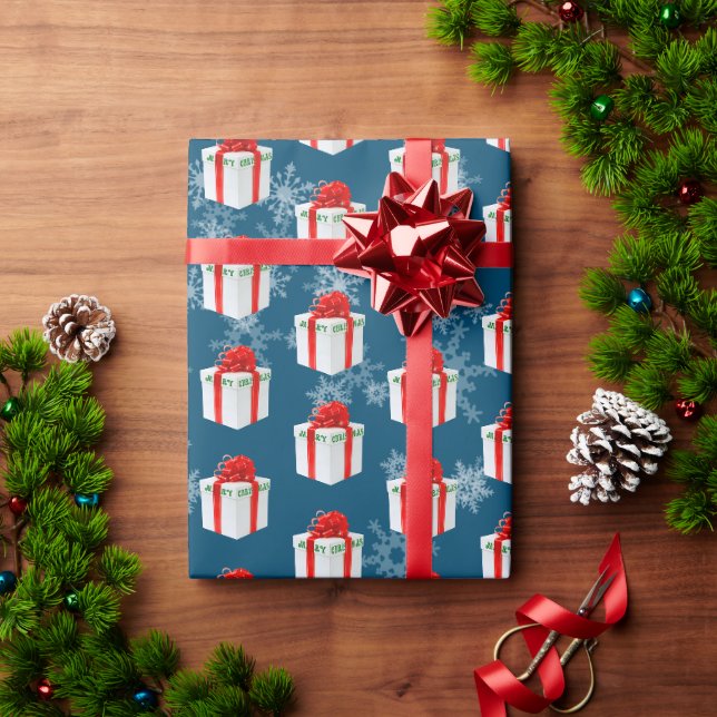 Joyeux Cadeau de Noël et flocons de neige Papier d (Cadeau de vacances)