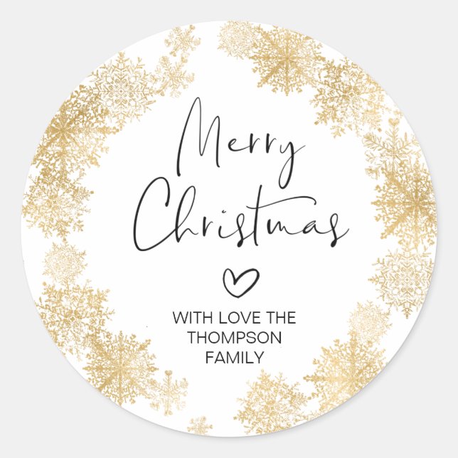 Joyeux cadeau de Noël Gold Snowflake Sticker Wreat (Devant)