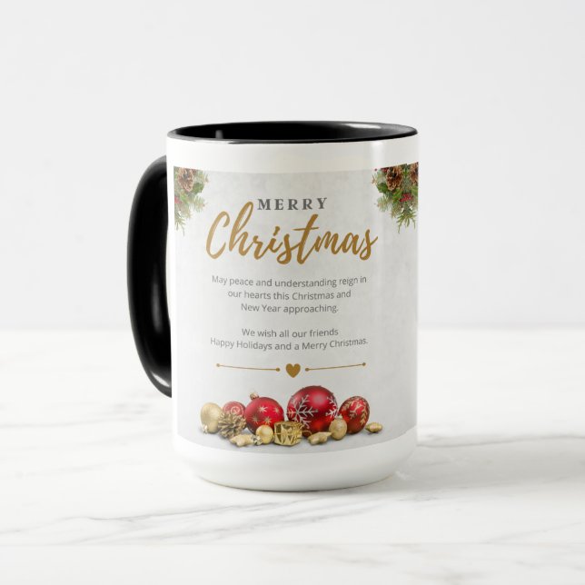Joyeux café bicolore Noël Mug (Devant gauche)