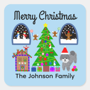Joyeux caniche gris Noël #6 Stickers