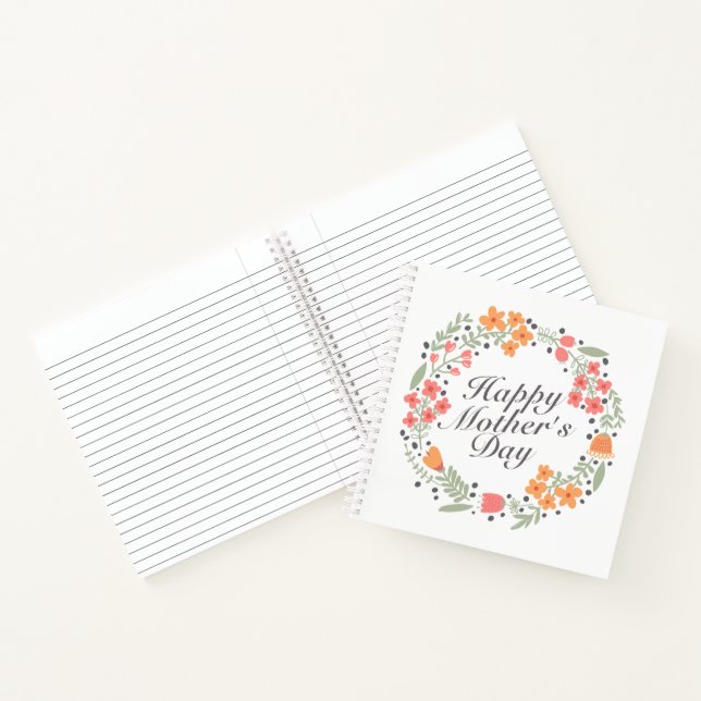 Joyeux Carnet de la Fête des Mères Floral Wreath (Intérieur)