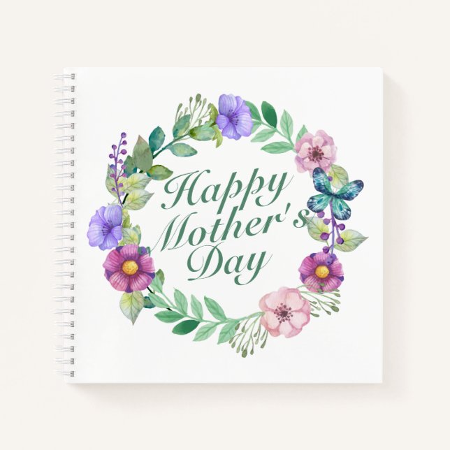 Joyeux Carnet de la Fête des Mères Floral Wreath (Devant)