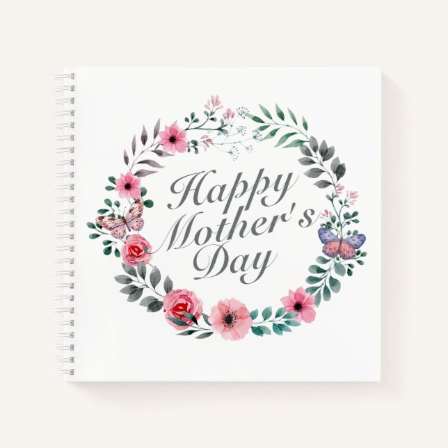 Joyeux Carnet de la Fête des Mères Floral Wreath (Devant)