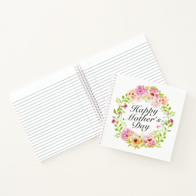 Joyeux Carnet de la Fête des Mères Floral Wreath (Intérieur)