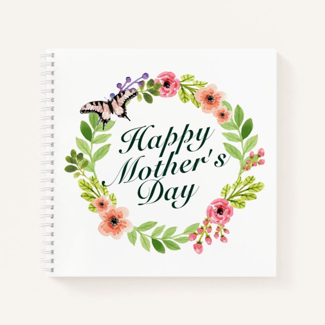 Joyeux Carnet de la Fête des Mères Floral Wreath (Devant)