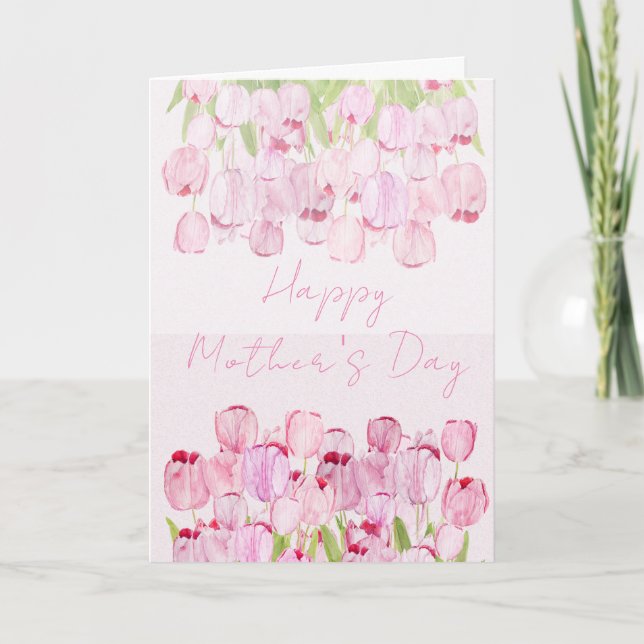 joyeux carte de fleurs tulipes roses jour de mère (Devant)