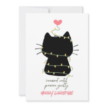 joyeux carte de noël avec chat noir