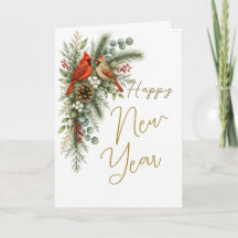 Joyeux Carte de Vœu de Nouvel An Couple de Cardina