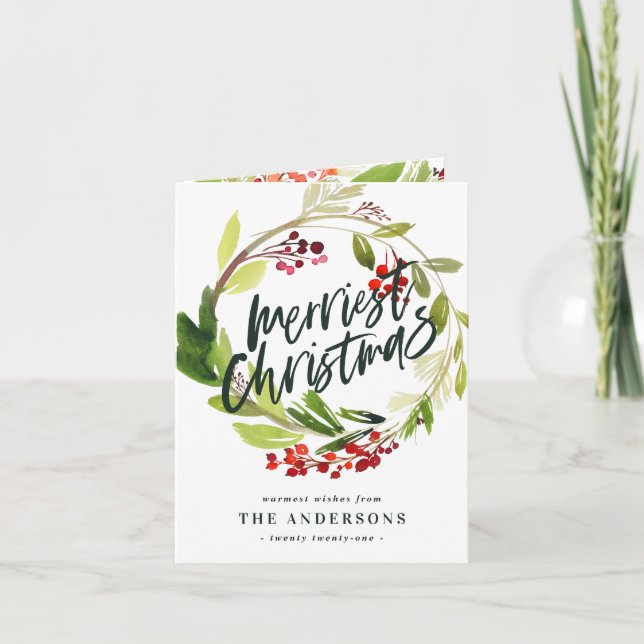 Joyeux carte photo d'aquarelle de Noël (Devant)