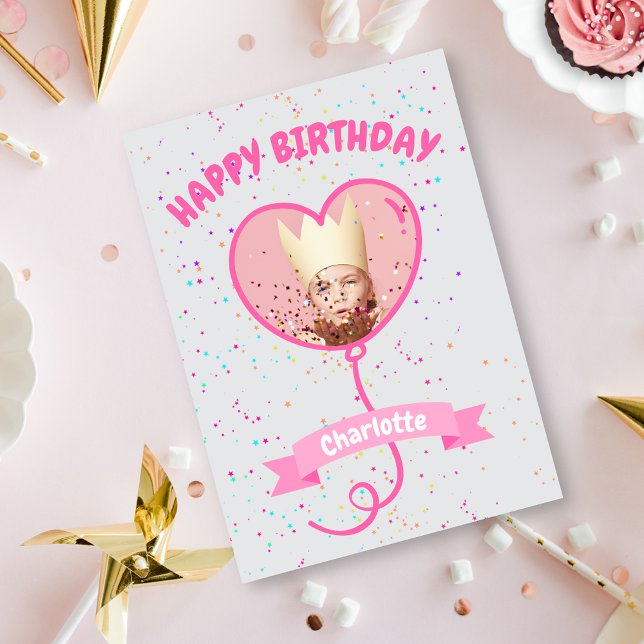 Joyeux Carte photo de ballon coeur d'anniversaire (Créateur téléchargé)