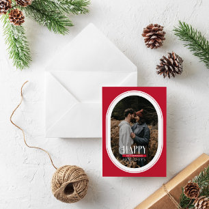 Joyeux Carte photo de cadre rouge ovale