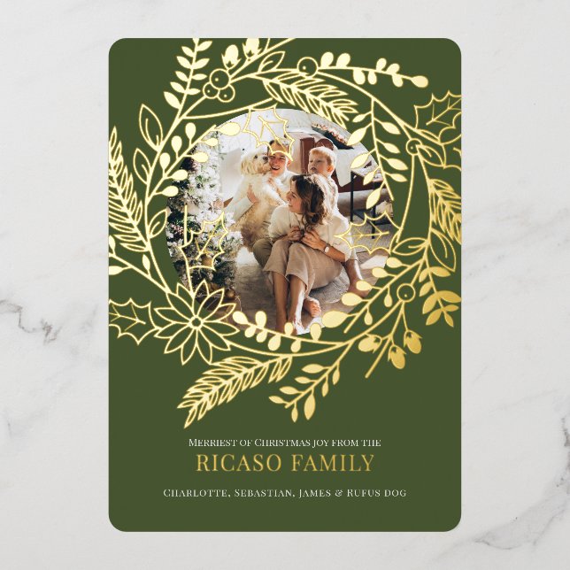 Joyeux Carte photo de couronne de Noël (Recto)