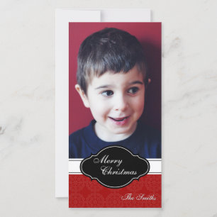 Joyeux Carte photo de famille de Noël - Plaque rou