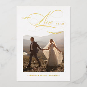 Joyeux Carte photo de Jour de l'An de Foil