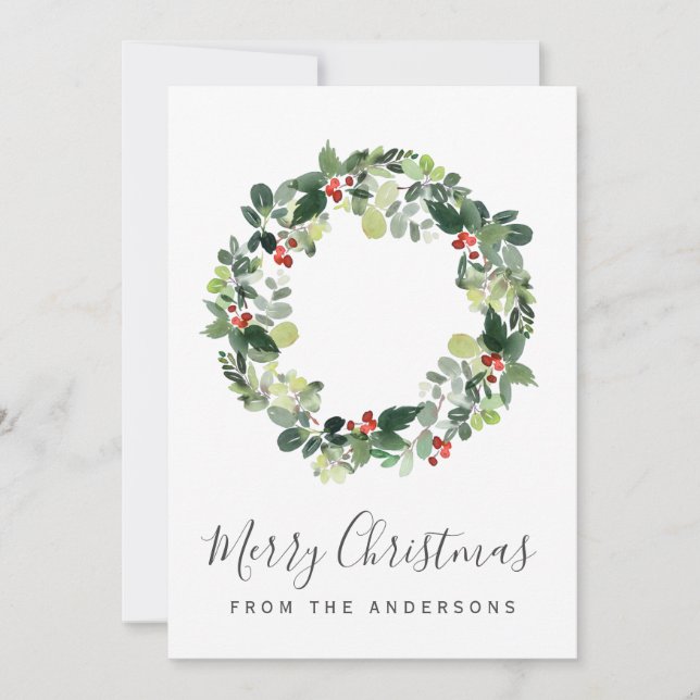 Joyeux Carte photo de Noël avec couronne de Noël (Devant)