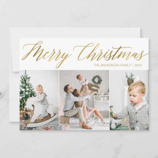 Joyeux Carte photo de Noël avec trois photos (Devant)