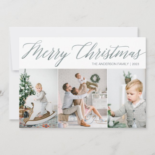 Joyeux Carte photo de Noël avec trois photos (Devant)