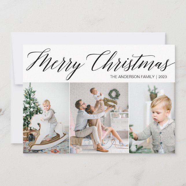 Joyeux Carte photo de Noël avec trois photos (Devant)