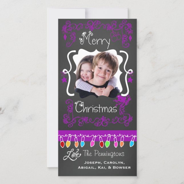 Joyeux Carte photo de Noël de tableau rouge (Devant)