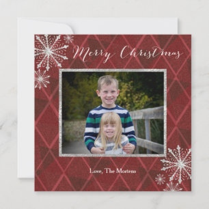 Joyeux Carte photo de Noël Plaid Dimond Snowflake