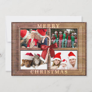 Joyeux Carte photo de Noël Russe Faux Cadre en boi