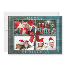 Joyeux Carte photo de Noël Russe Faux Cadre en boi